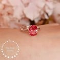thumbnail image 3 of Rare Padparadscha Sapphire Solitaire Engagement ring, Genuine Lab Grown Oval 3 Carats 8*10 Sunset Orangy Pink Sapphire, September Birthstone, 3 of 3