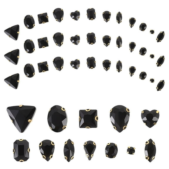 WORGEOUS DIY Rhinestones Glass Black for Jewelry and Hair Accessories 130Pcs 0.7X0.6In