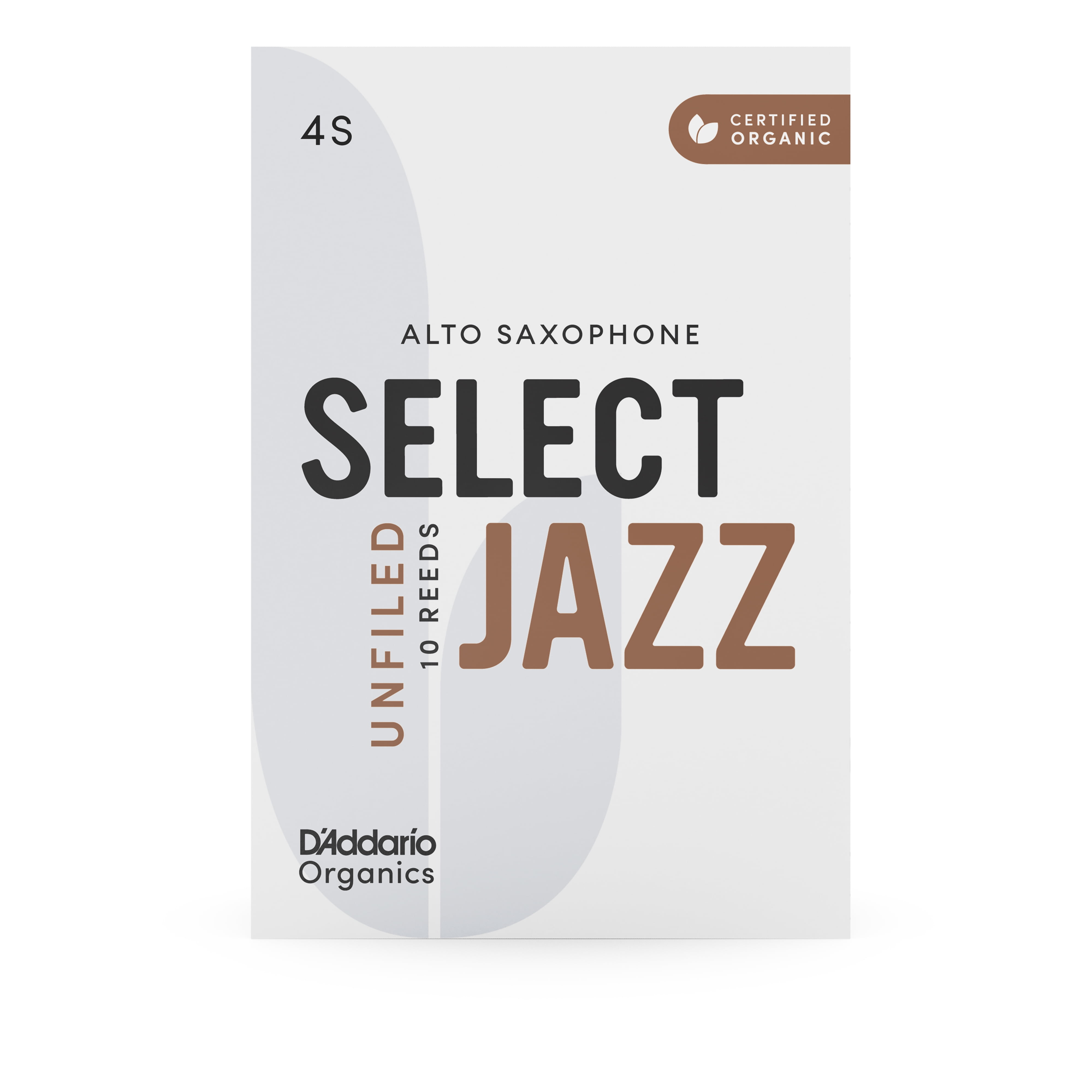 D'Addario Organic Select Jazz Unfiled Alto Sax Reeds, Strength 4 Soft, 10-pack