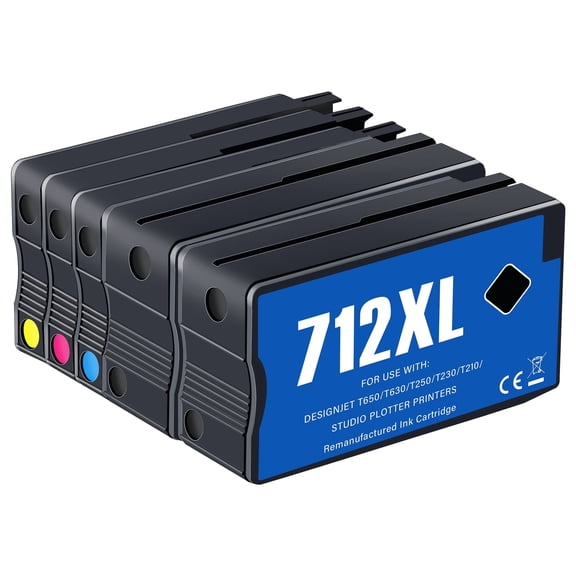 712 Ink Compatible for HP 712 Ink Cartridge HP Ink 712 for DesignJet T210 (4PK, 80ml Black 29ml CMY)