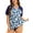 001-Blue Floral, variant on Plus Size Women's Surfing Swim Tops 2X Black Raglan Short Sleeve Shirts Zip Rash Guard Pullover UPF 50+ Sun Protection Swimsuit Tops 2XL 18W 20W