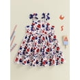 thumbnail image 6 of BemeyourBBs Toddler Baby Girl 4th of July Dress Outfit Patriotic Independent Day Dress Little Girl Summer Casual Heart Print Bow Strap Sleeveless A Line Dress Beach Party Holiday Dress Cute Clothes, 6 of 10