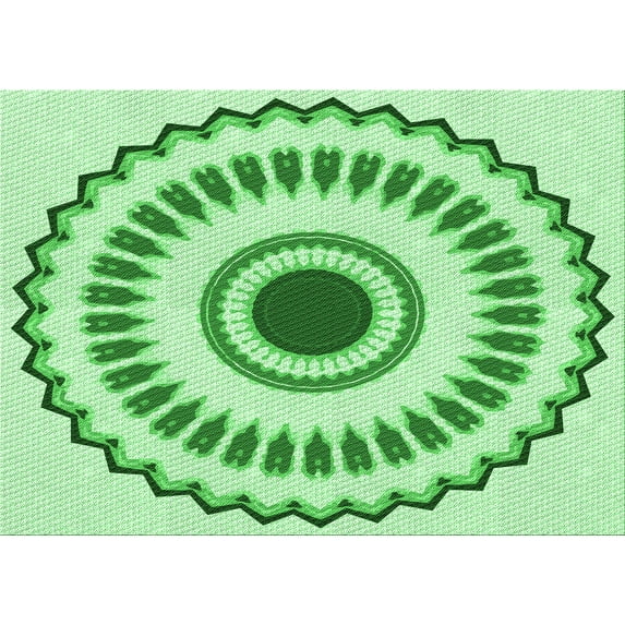 Ahgly Company Indoor Rectangle Patterned Dragon Green Area Rugs, 8' x 10'