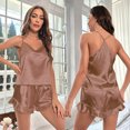 thumbnail image 1 of Pijama sexy de seda de hielo con tirantes, traje de verano de dos piezas para mujer, pantalones cortos, ropa de hogar para mujer, 1 of 6