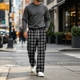thumbnail image 5 of GrmtClth Men's Pants Lounge Sweatpants Plaid Clothes Comfy Baggy Trendy Soft Waist Drawstring with Pockets Black XL, 5 of 7