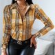 thumbnail image 1 of Camisas De Verano Camisas casuales para mujer Camisa de solapa estampada de oficina Blusa superior con botones (Amarillo M) Ygjytge para Mujer Amarillo T S, 1 of 7