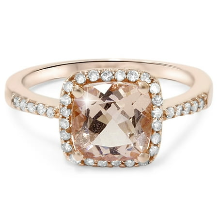 2 5\/8ct Cushion Morganite Vintage Halo Engagement Ring 14K Rose Gold Walmart.com 2 5\/8ct Cushion Morganite Vintage Halo Engagement Ring 14K Rose Gold Walmart.com