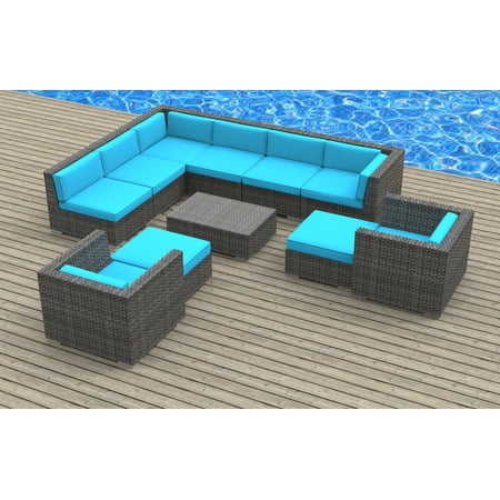 Urban Furnishing Aruba 11pc Modern Outdoor Wicker Patio Furniture Urban Furnishing Aruba 11pc Modern Outdoor Wicker Patio Furniture Modular Sofa Sectional Set Fully Embled Sea Blue