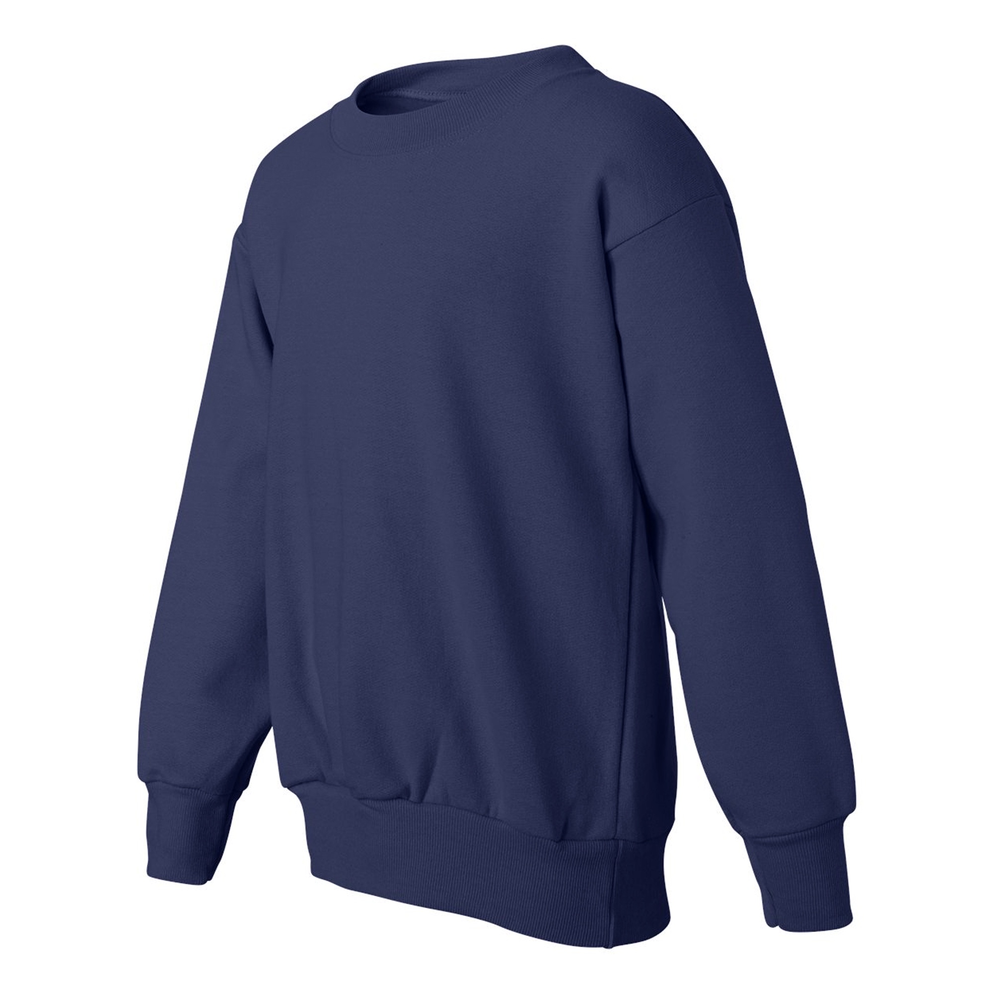 Hanes Youth Crewneck Sweatshirt 7.8 Oz, Navy Ecosmart Heavy Blend Boys Girls Long Sleeve Fleece Sweater, 50/50 Cotton/polyester, S Size, 2 Pack