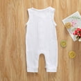 thumbnail image 3 of Toddler Baby Summer Cotton Romper Solid Color Sleeveless Button-Down Button Closure Vertical Striped Jumpsuit Romper, 3 of 5