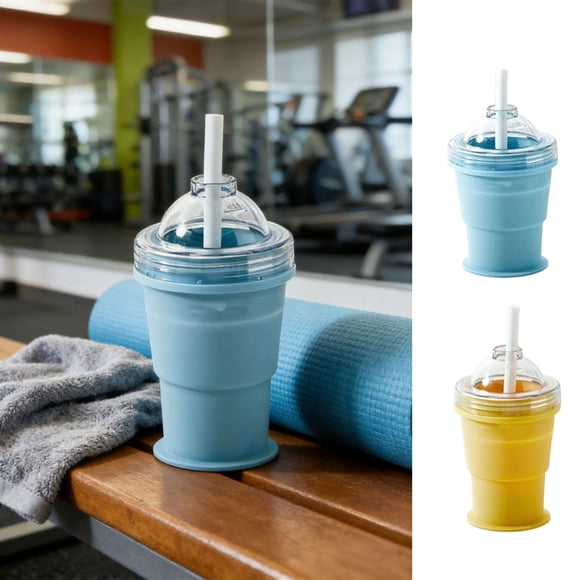 Vaso portátil plegable de hielo de silicona para hacer bolas de hielo grado alimentario • Máquina de esferas de hielo 2 en 1 y vaso para beber • Vaso portátil de viaje para verano resistente a fugas