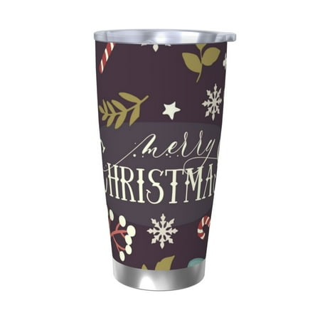 

Logiee Merry Christmas Print 20OZ Car Cup with Lid Stainless Steel Vacuum Insulated Double Wall Travel Tumbler Durable Insulated Coffee Mug Thermal Cup with Straw-Without Straw