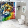 thumbnail image 7 of Orinice Rainbow Cat Bathroom Decor Set - Colorful Luxurious Shower Curtain with Hooks, Premium Polyester Fabric 69x72, 7 of 7