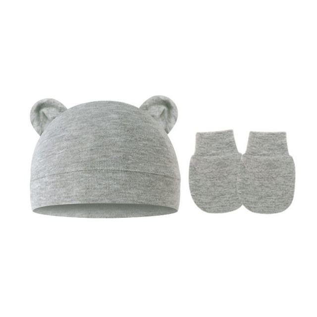 Conjunto de gorros y guantes para recién nacidos Gorros y manoplas para bebés recién nacidos Gris