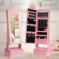 thumbnail image 6 of M optimized Kids Jewelry Armoire Cabinet w/ Full-Length Mirror & LED Light 13.78"x11.81"x46.77" Jewelry Cabinet Organizer w/ 3 Storage Drawers, Kids Vanity Dress Up Mirror Jewelry Cabinet for Girls, 6 of 9