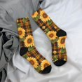 thumbnail image 5 of KLL Yellow Black Plaid Sunflower Print Cool Socks Men's Women's Crew Socks Funny Crazy Novelty Stockings, 5 of 6