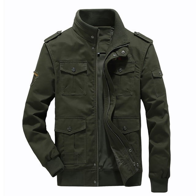 Levmjia Winter Coats For Men Zipper Warm Jacket Casual Solid Color Tooling Wind Jacket Zipper Coat
