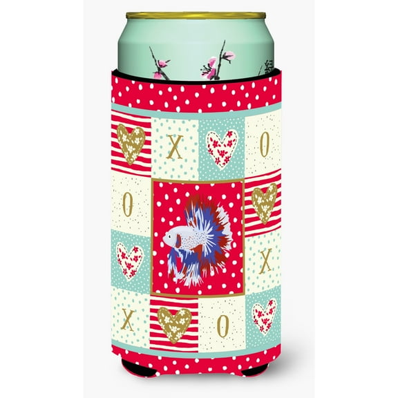 Carolines Treasures CK5483TBC Comb Tail Betta Love Tall Boy Beverage Insulator Hugger  Tall Boy multicolor