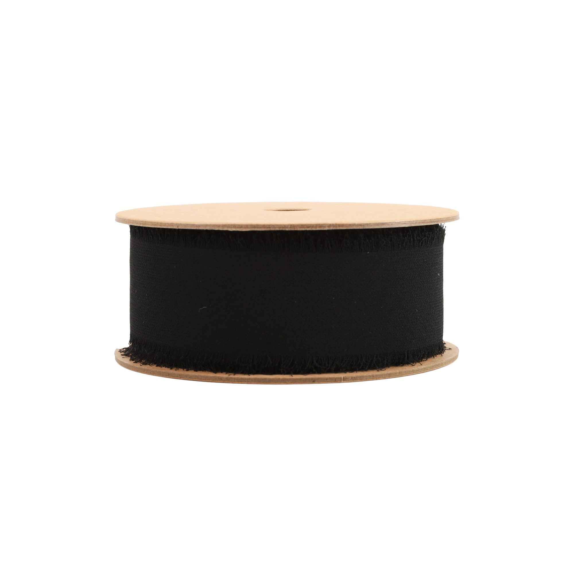 LaRibbons 1 1/2" Frayed Edge Chiffon Ribbon, Black, 10 Yard Roll