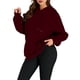 thumbnail image 2 of Sudaderas con Capucha Extragrandes para Mujer, Sudaderas de Forro , Suéteres de Moda para Otoño e Invierno Rojo Vino XL, 2 of 9