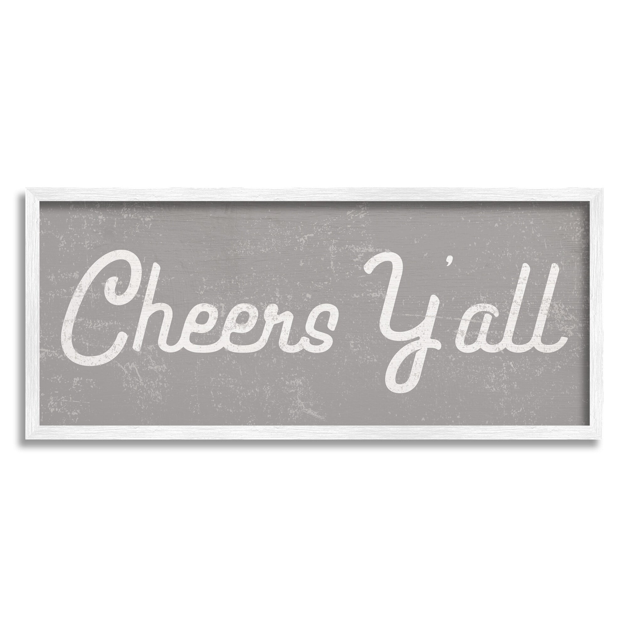 Stupell Industries Cheers Y'all Country Saying Happy Hour Distressed Pattern, 10 x 24, Designed by Daphne Polselli