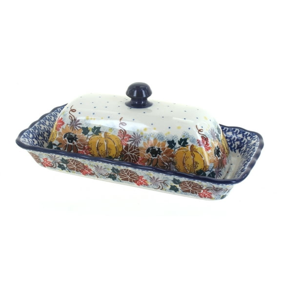 Blue Rose Polish Pottery Harvest Bounty Butter Dish