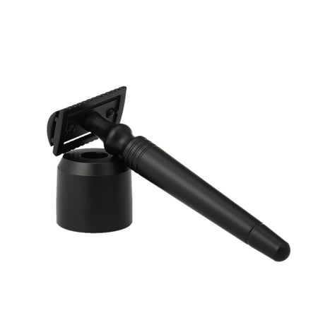 Aluminum Alloy Safety Razor with Stand Base Rotating Beard Trimmer Double-edged Long Handle