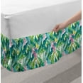 thumbnail image 2 of Watercolor Bed Skirt, Exotic Jungles of Hawaii Inspired Fresh Green Leaves Tropical Plants Art, Elastic Bedskirt Dust Ruffle Wrap Around for Bedding Decor, 4 Sizes, Green Pink White, by Ambesonne, 2 of 2