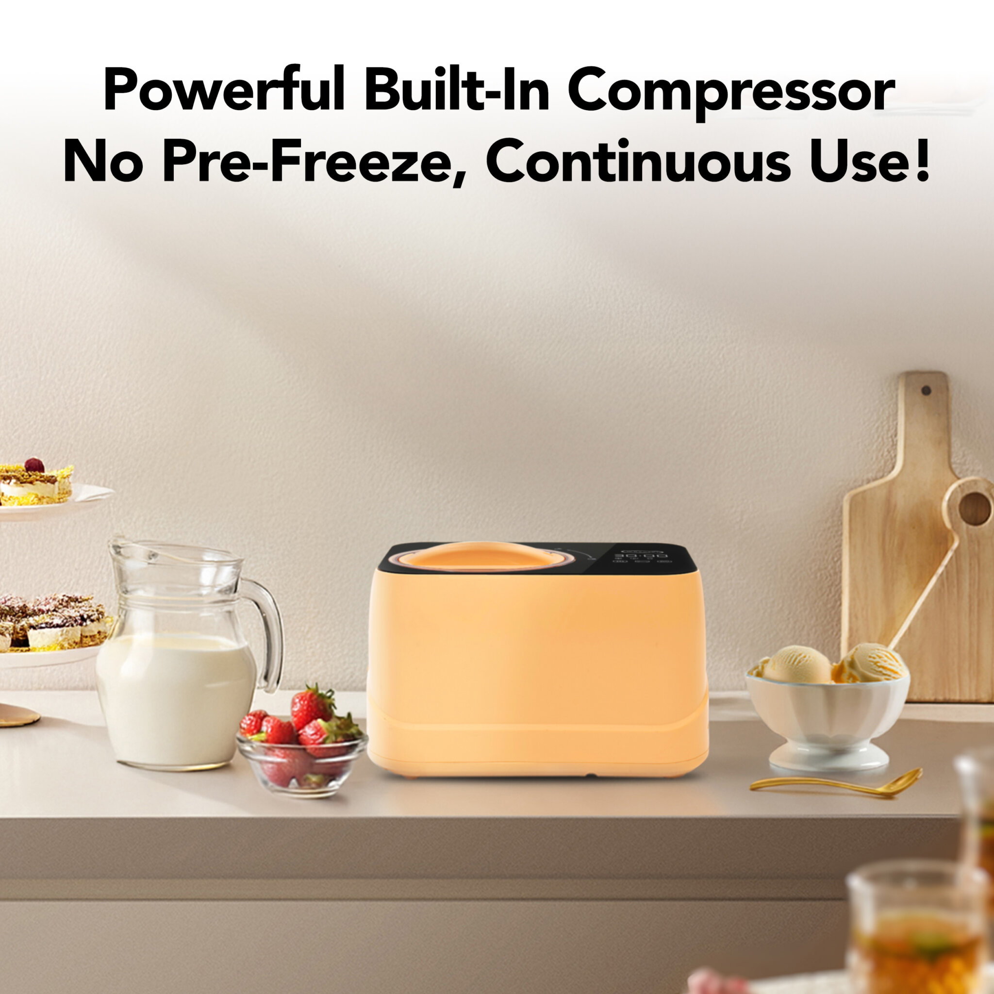 Whynter 0.8 Quart Compact Automatic Ice Cream Maker with Stainless Steel Bowl, Honey Peach ICM-080-HP
