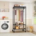 thumbnail image 3 of P6 Medium Rolling Clothes Rack Heavy Duty, Clothing Racks for Hanging Clothes, Freestanding Garment Rack with Wheels, Portable Closet Rack Max Load 370 LBS, 30''W x 14''D x 77.6''H, Black, 3 of 14