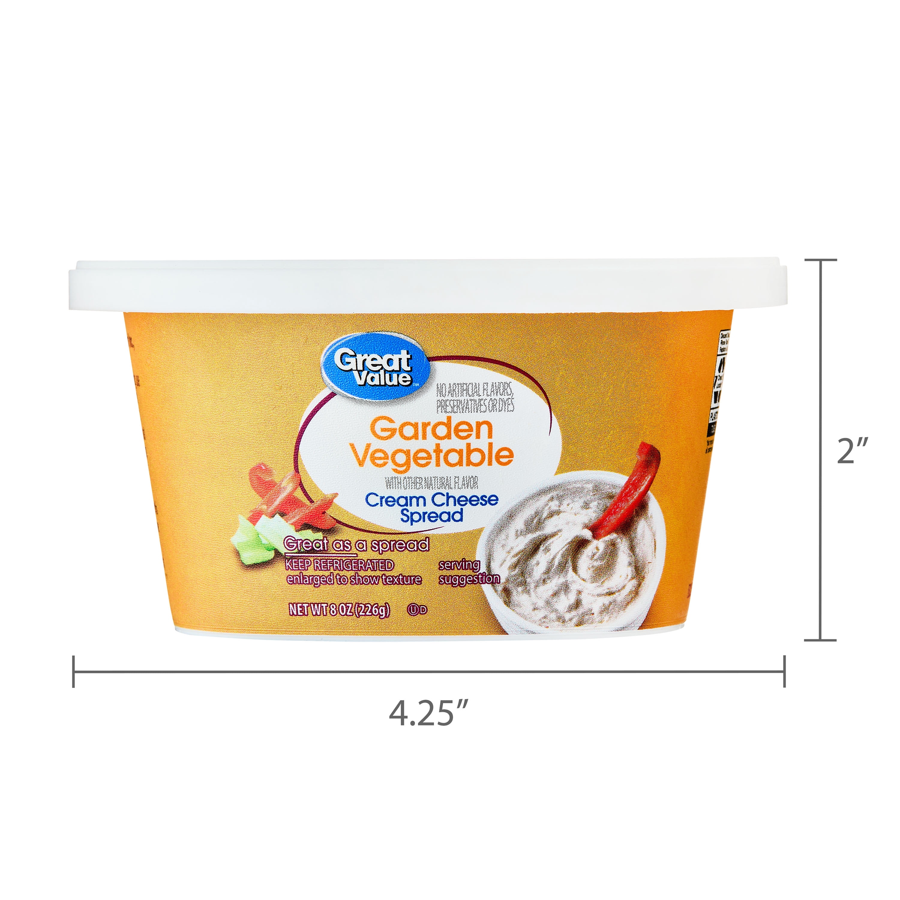 Great Value Garden Vegetable Cream Cheese Spread, 8 oz Tub (Refrigerated)