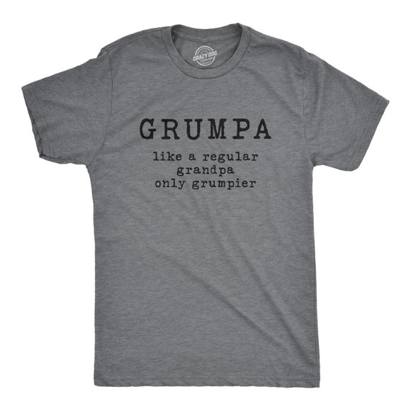 Mens Grumpa Like Regular Grandpa Only Grumpier T Shirt Funny Grandfather Tee (Dark Heather Grey) - XXL