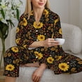 thumbnail image 6 of Pofeuu Fall Daisy Leaf Print Womens Pajamas Set Long Sleeve Sleepwear Button Down Nightwear Soft Pj Lounge Sets Button Down Pajamas Women-Small, 6 of 7