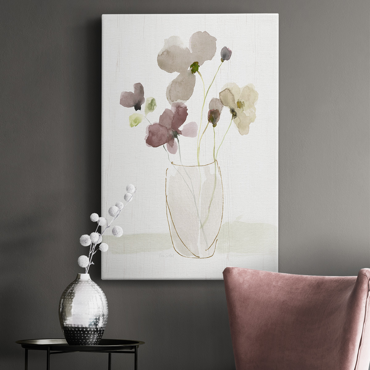 Choose Happy Bouquet II Premium Gallery Wrapped Canvas - Ready to Hang
