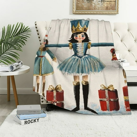 Pratyus Nutcrackers Presents Christmas Flannel Throw Blanket for Couch Sofa Bed All Seasons Decor Lightweight Blanket 40x50in