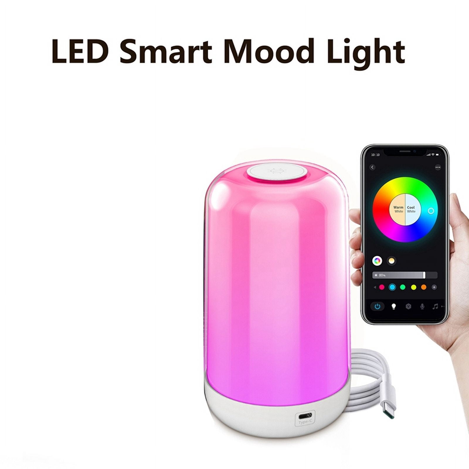 Bluetooth Smart Touch Bedside Table Lamp Dimmable RGB LED Light Rechargeable Kids Desk Lamp Camping Room Atmosphere