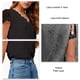 thumbnail image 4 of Blusa negra de moda para mujer con mangas cortas y detalle calado, talla L, escote en V, parte superior de encaje de crochet, 4 of 5