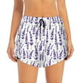 thumbnail image 2 of Goofa Lavender Flowers Printed Women 2 in 1 Running Shorts,Quick Dry Athletic Workout Shorts,High Waisted Athletic Shorts with Liner Pockets-Medium, 2 of 9