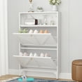thumbnail image 4 of Shoe Storage Cabinet for Entryway with 2 Flip Drawers, Freestanding Shoe Organizer with Legs,Farmhouse Narrow Shoe Storage Cabinet for Entryway, Foyer, Hallway,Living Room, 4 of 8