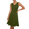 thumbnail image 5 of Busydd Womens Dresses Fashion V Neck Pleated Summer Dress Solid Color Sleeveless Casual Dresses for Women 4XL, 5 of 7