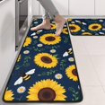 thumbnail image 2 of Kitchen Rugs Sets Of 2,DarkBlue Sunflower Bee Pattern Anti Fatigue Kitchen Mat Rugs Non Slip Washable,Decorative Kitchen Floor Mats for Kitchen,Sink,Laundry,17"x47"+17"x47", 2 of 5