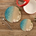 thumbnail image 2 of SKYSONIC Summer Beach Conch Pot Holders Trivets, 2 Pcs Heat Resistant Trivets,Tropical Palm Leaf Cotton Thread Weave Mats for Hot Pads Pans Pot Bowl Teapot for Kitchen Decor, 2 of 7