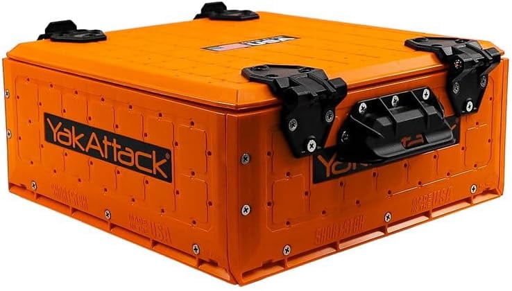 YakAttack ShortStak Solo Storage Crate W/ Lid 13"x13" Low-Profile Orange