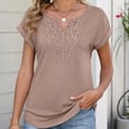 thumbnail image 6 of Endives Women Short Sleeve T Shirts Casual Blouses V Neck Bohemian Staly Tops Spring Summer Trendy Khaki, 6 of 7
