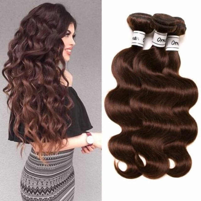 Light Brown Bundles Human Hair Brazilian Body Wave Human Hair Virgin Hair Light Brown Color #4 Human Hair Extensions 3 Bundles Light Brown Bundles(18 20 22 Inch, 4# Body Wave)