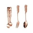 thumbnail image 2 of Rose Pattern Cutlery Set, Stainless Steel Ice Clip Spoon Fork, Vintage Dessert Utensils, Smooth Polished Edges, Rustproof Dining Accessories, Elegant Coffee Tea Tools, Gift Set, 2 of 5