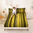 thumbnail image 3 of Manfei Pixel Vertical Streak Queen Sheets, Yellow Block Queen Sheet Sets, Yellow Black, Black Reversible 4pcs1 Flat Sheet + 1 Fitted Sheet + 2 Pillowcases, 3 of 6