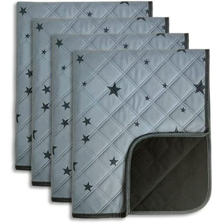 Washable Pee Pads for Dogs, Reusable, Absorbent, Leakproof, Non Slip Pet Puppy Pads for Potty Training. Gray Stars, 18x24 Inch(4pack)