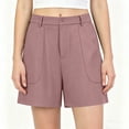 thumbnail image 2 of Zynoxe Womens Shorts with Pockets Relaxed Loose Fit Mid-Thigh Wide Leg Shorts Comfort Strech High Waisted Ladies Casual Shorts Fashion Solid Color Button Closure Summer Shorts for Women M, 2 of 8