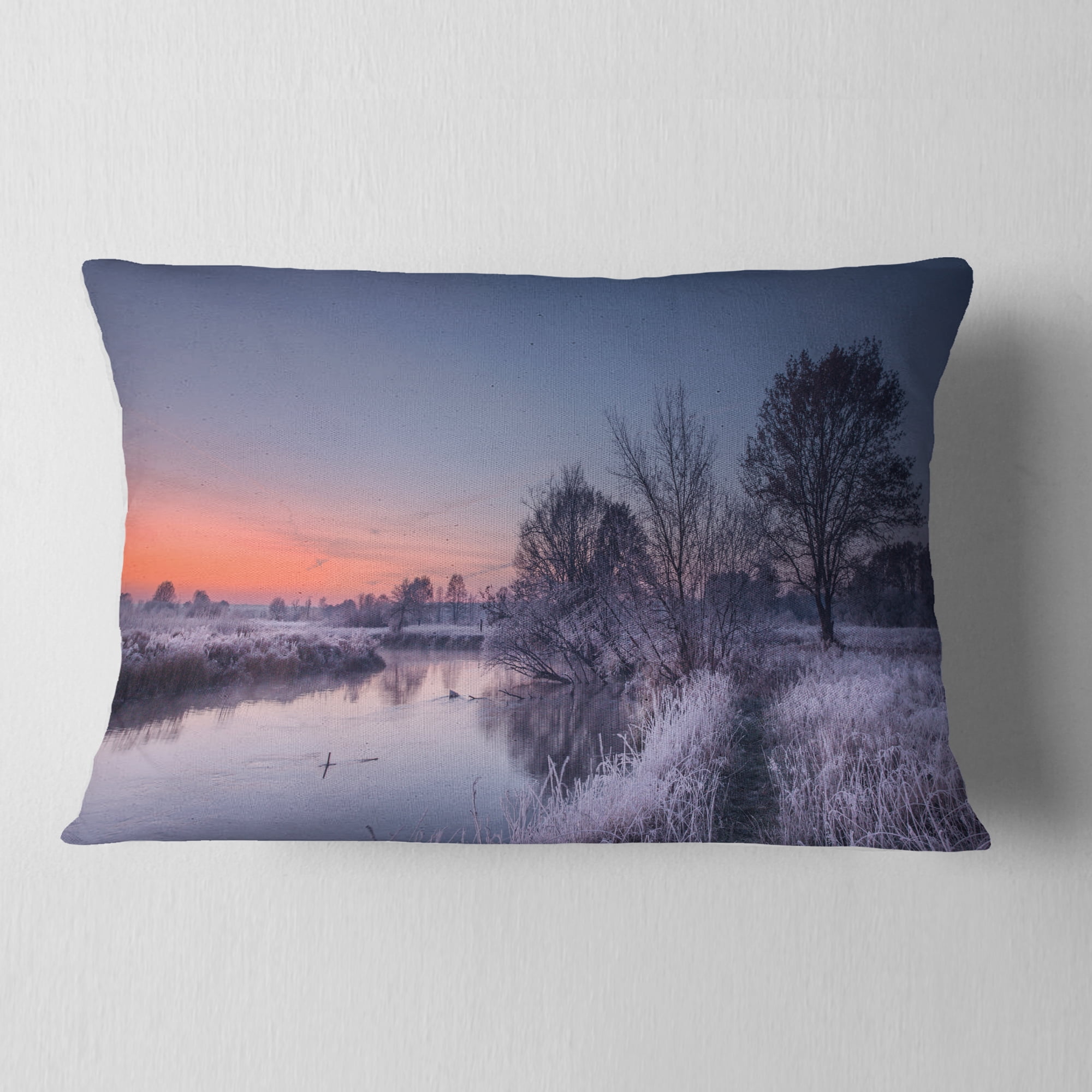 Designart 12" x 20" White Polyester Throw Pillow